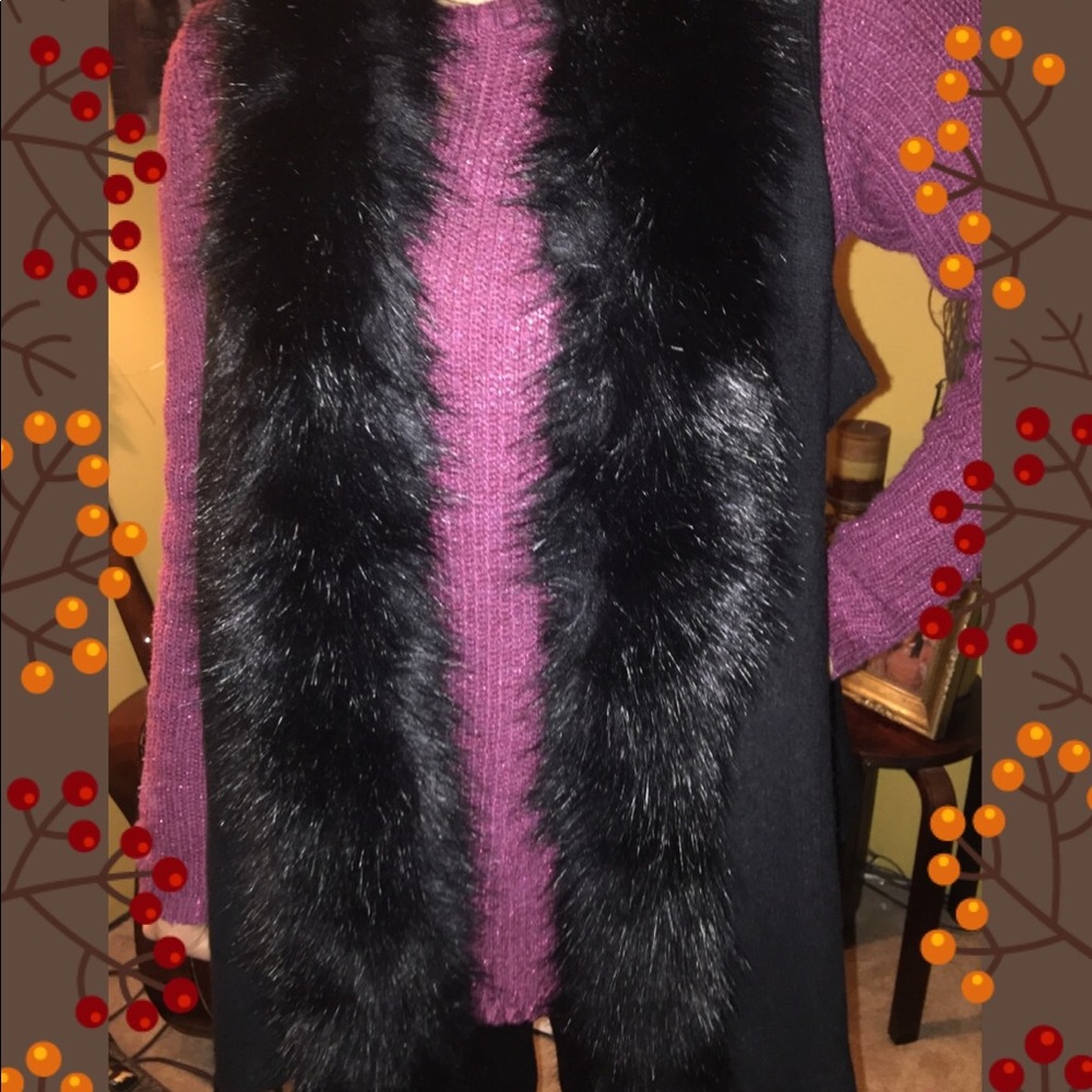 Vest  fur trim. Sleeveless. Beautiful on